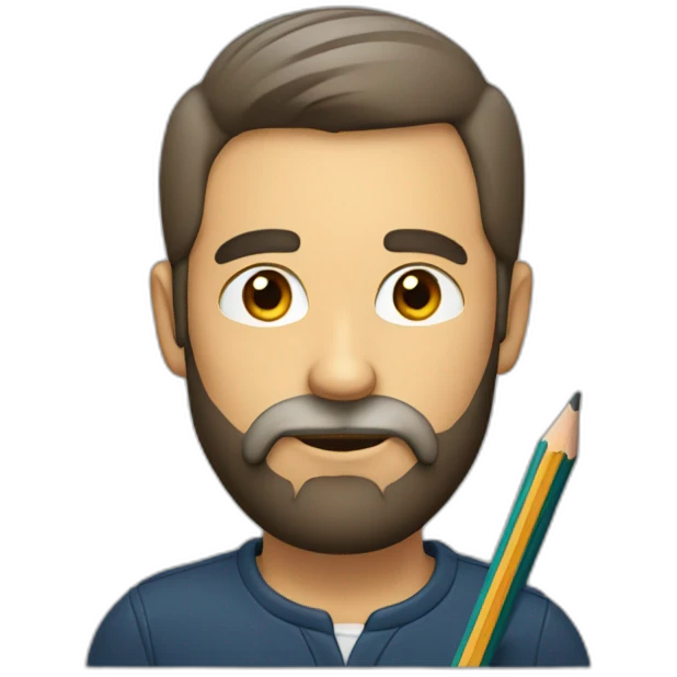a man with a beard and a pencil behind his ear emoji