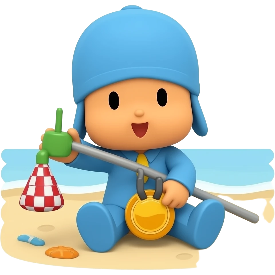 Pocoyo trabalhando de albayil mas mantendo o disllo de Pocoyo emoji