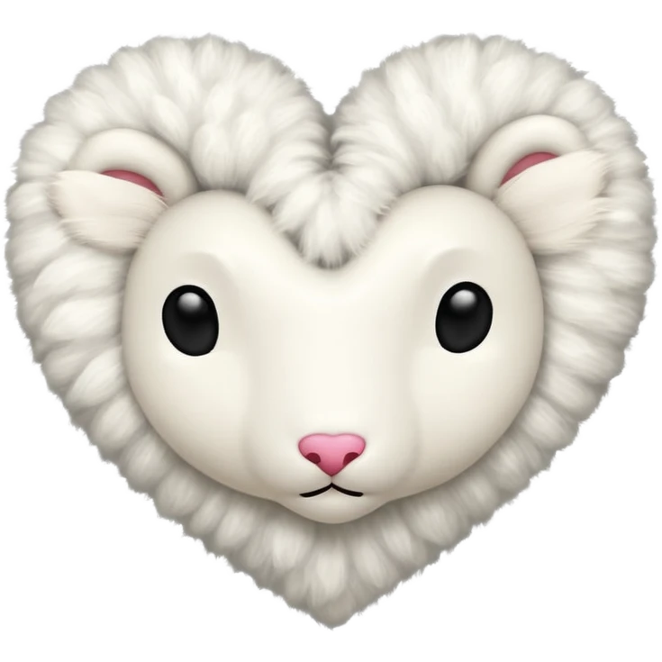 white fur heart, large clumps of wool emoji