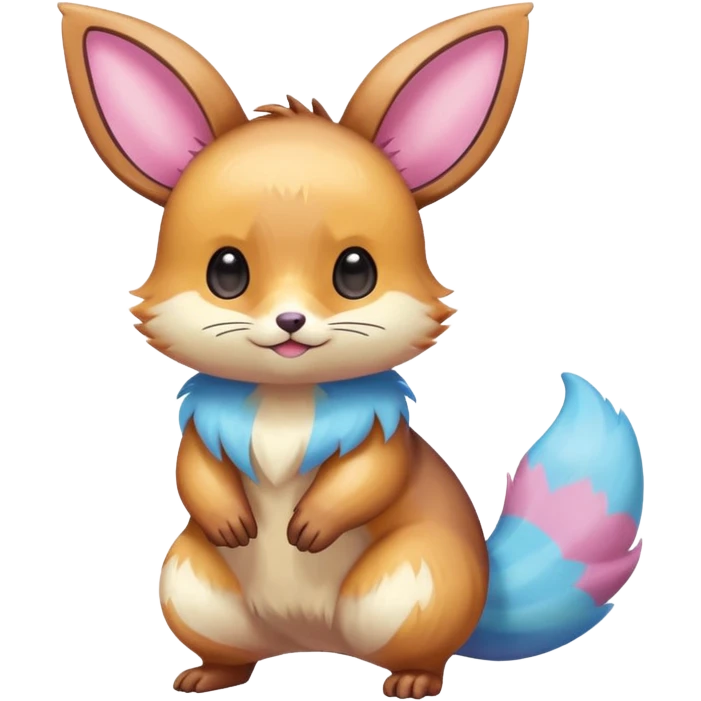 Kawaii Shiny Colorful Pastel Furret-Eevee-fusion Full Body emoji