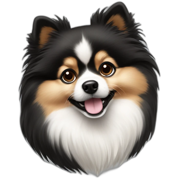 pomeranian black white dog emoji