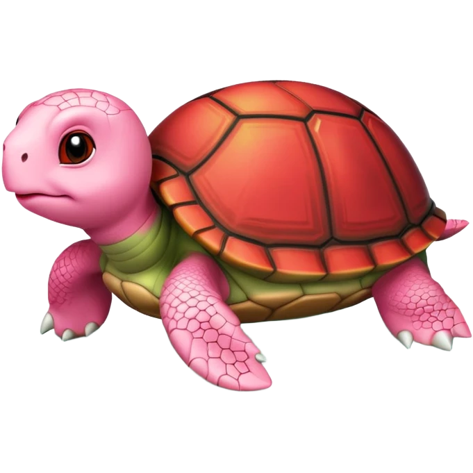cute turtle plushie with light pink skin and red shell emoji