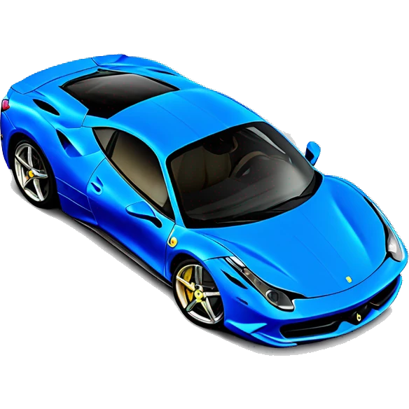 Blue Ferrari 458 with front mounted guns on the hood emoji