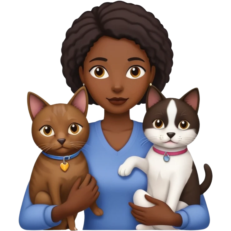Lesbian BLACK woman holding cat and dog  emoji
