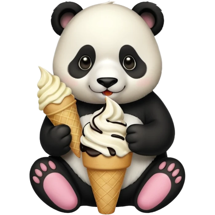 Panda eating ice cream emoji