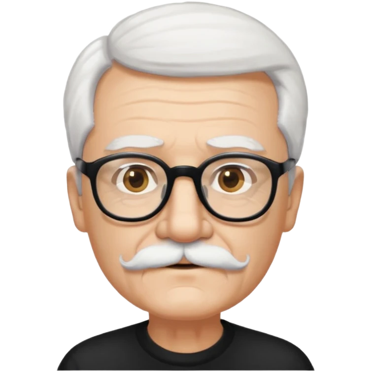 An elderly man with white hair and mustache, wearing black glasses emoji