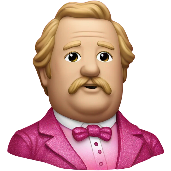 Pink ombre statue of Willam Taft With Glitter and bubbles emoji