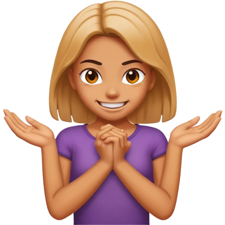Girl rubbing her hands behind her back with an evil grin emoji