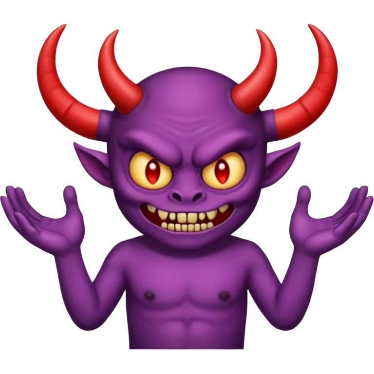 A demon with 2 hands one hand has a 9 on top and the other hand has a 9 on top  emoji