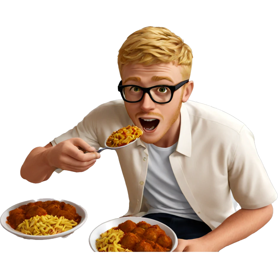 blonde boy enjoying curry meal emoji