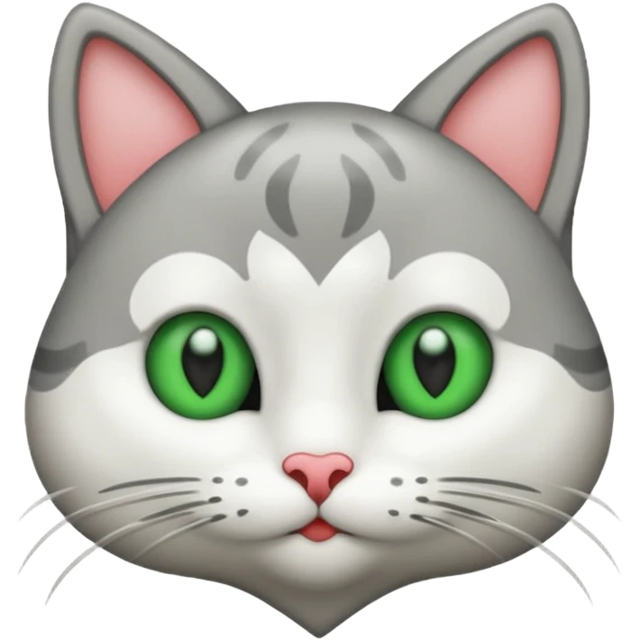 Un gato con corazón en los ojos de color verde emoji