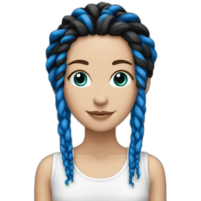White girl with Black and blue dreadlocks emoji