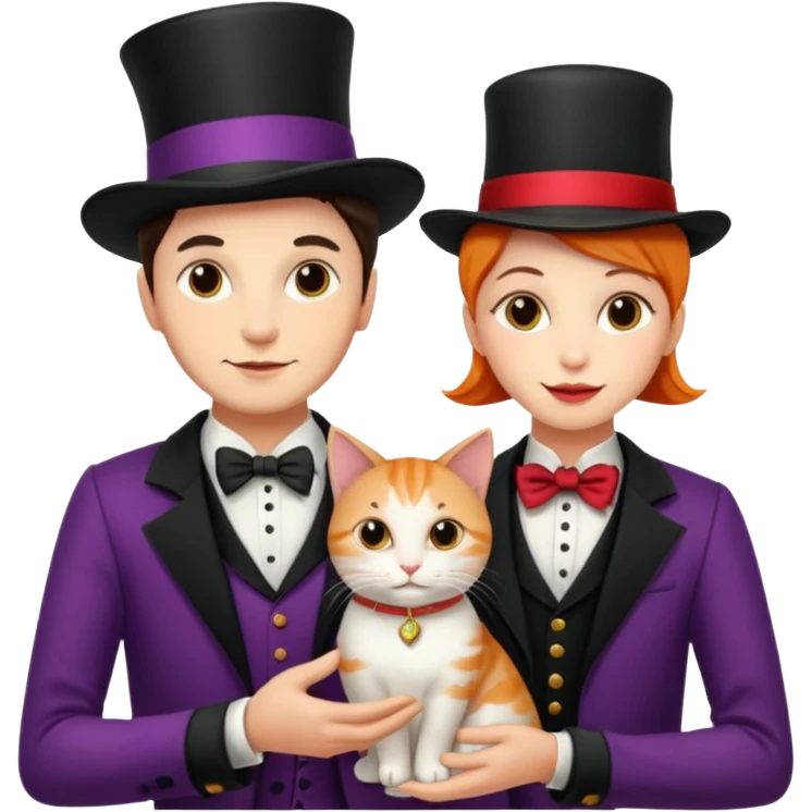 magician couple and their pet cat emoji
