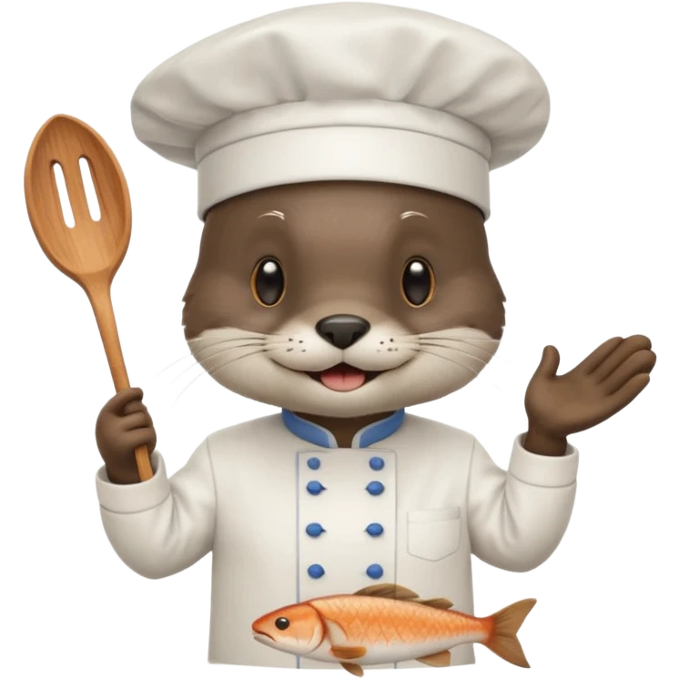 Otter chef cooking fish emoji