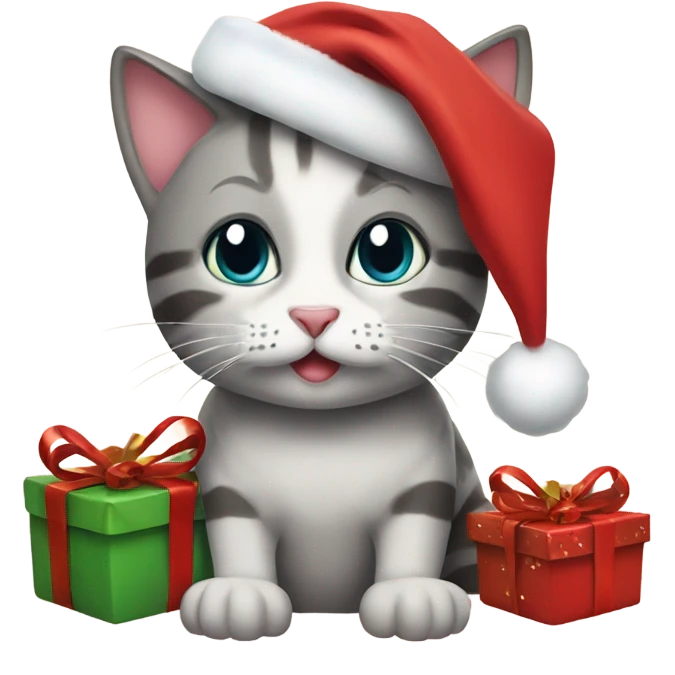Christmas cat with gifts emoji