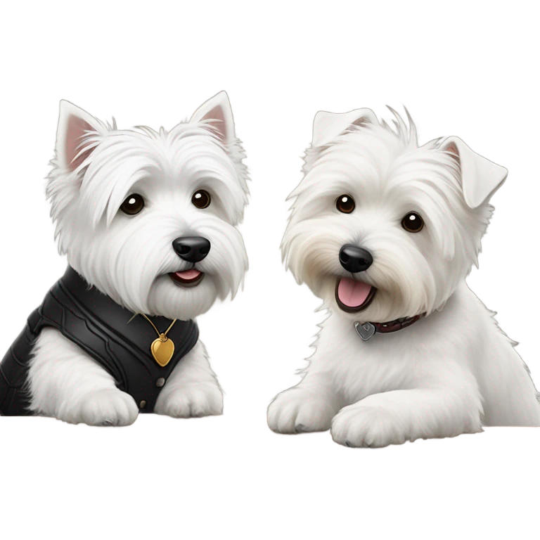 West Highland White Terrier playing cards with a Mini Bernadoodle emoji