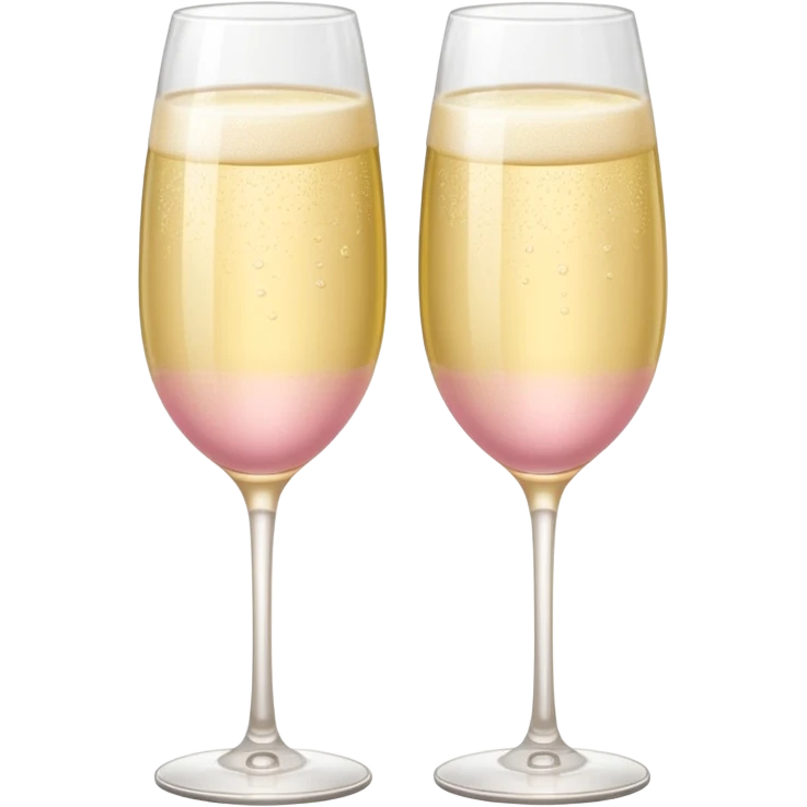 Two glasses of champagne in soft pink, beige and yellow pastel colors emoji