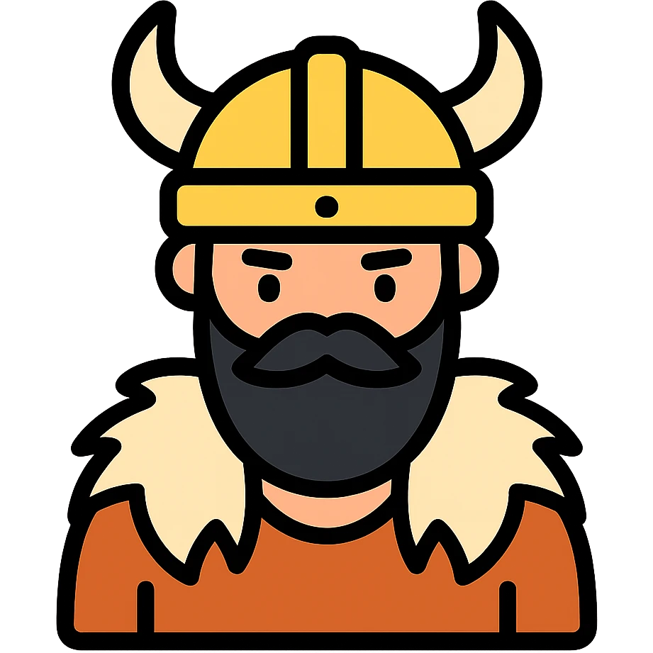viking with black beard and fur coat icon emoji