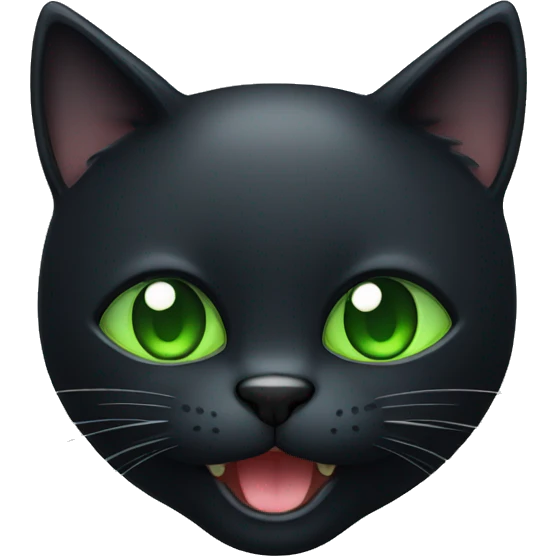 Black cat head with green eyes and open mouth emoji