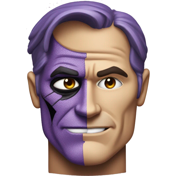 two-face, harvey dent, batman villian, right side of face purple emoji