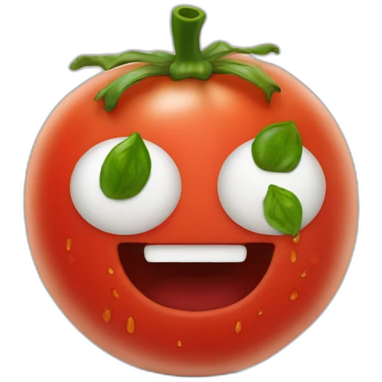 Une tomate qui mange un concombre emoji