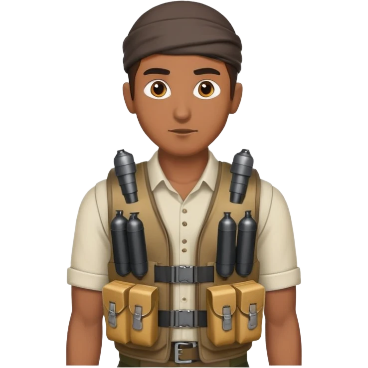 Muslim man with a bombs in his waist and chest emoji