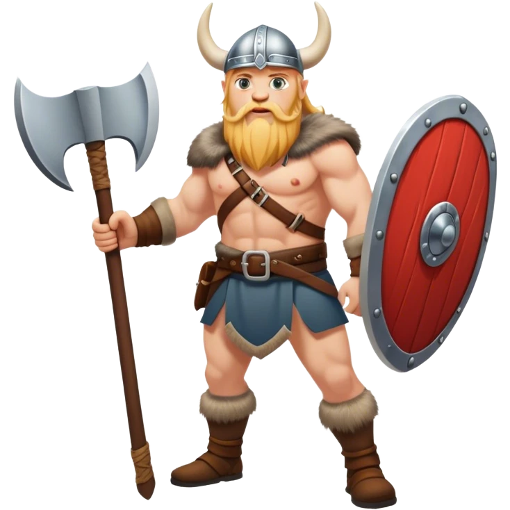 full-length Norwegian Viking with shield and axe emoji