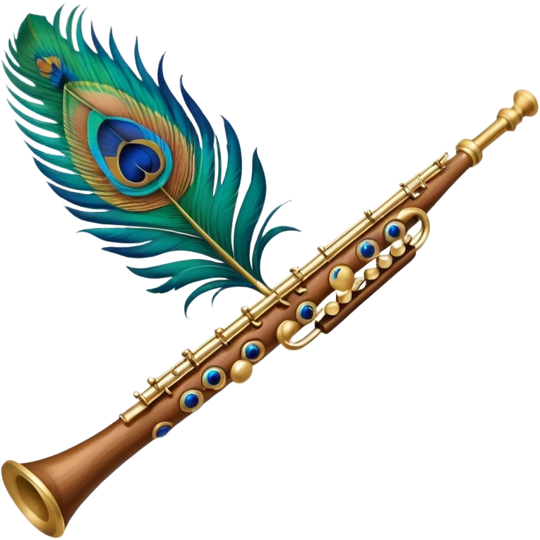 Flute attached with peacock feather emoji