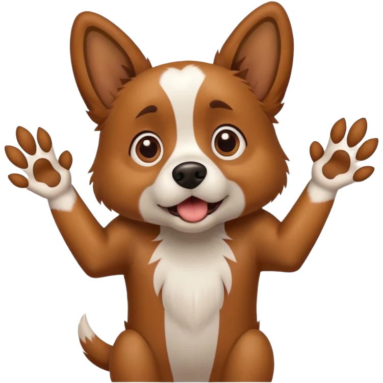 dog with hands out in front of face in a surprised pose emoji