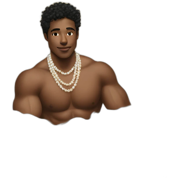 Posh-muscle-boy-pearl-necklace-in-golden-bathtub emoji