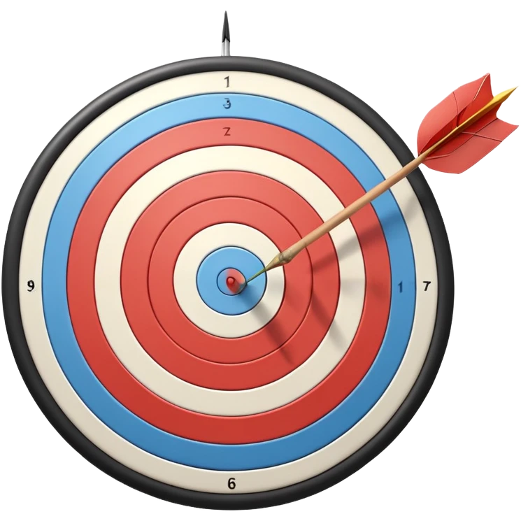 A bow and arrow aimed at a target, with the arrow perfectly positioned for release. The background features a target with concentric rings, emphasizing precision, skill, and focus in archery. The scene radiates concentration and the grace of the sport. emoji