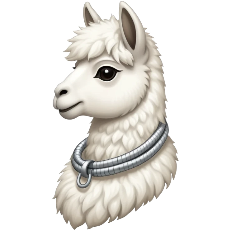 white llama with a longsteel resilient coil around the neck emoji