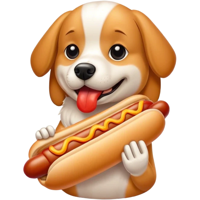 Dog eating a hotdog emoji