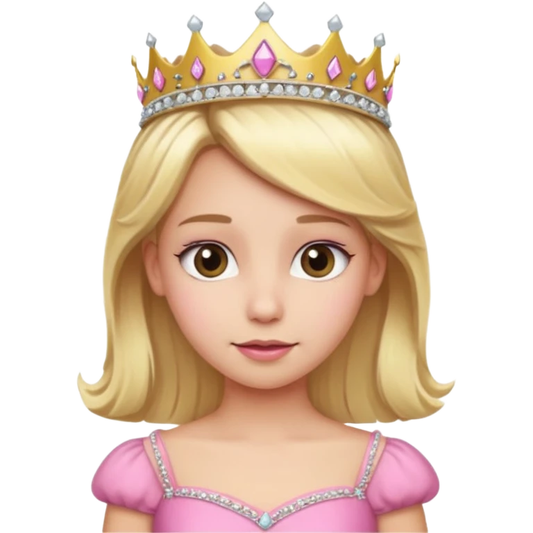 Garota loira usando um vestido rosa e uma tiara emoji