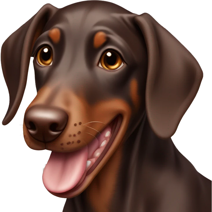Panting happy chocolate Doberman puppy emoji