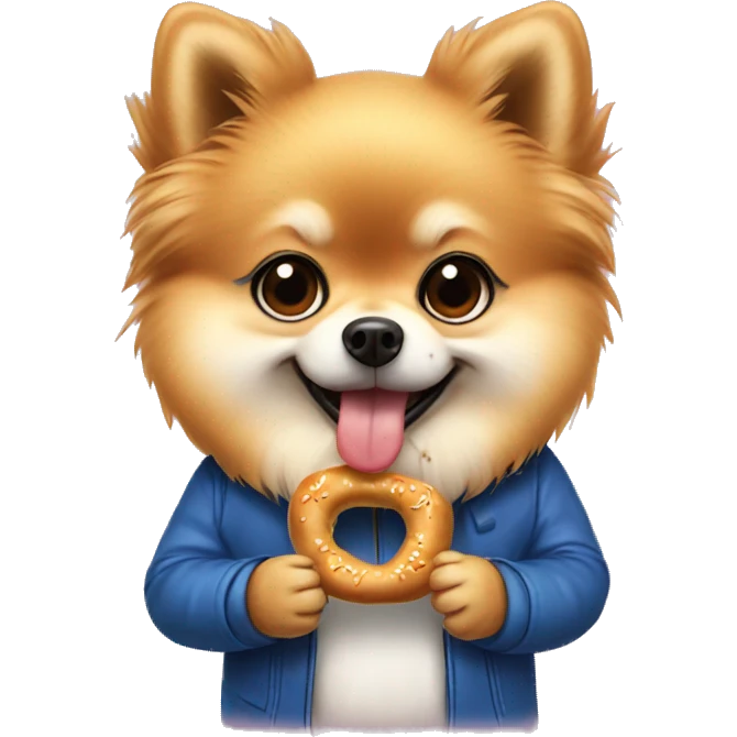 aesthetic pomeranian eating pretzel emoji