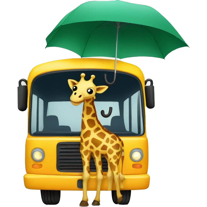 Giraffe on bus with umbrella  emoji