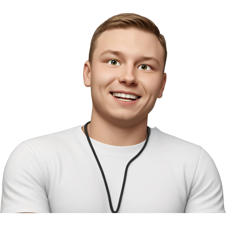 smiling boy in white shirt emoji