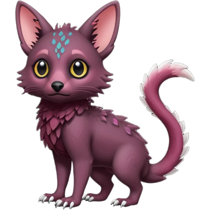 Cute cool realistic black Trico-hybrid-creature dark burgundy (full body) emoji