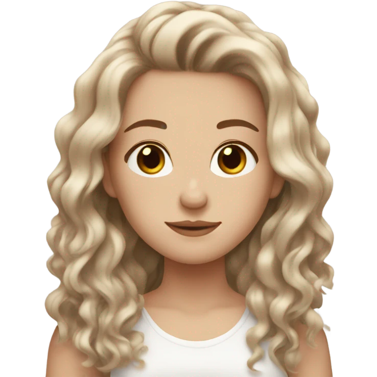 Aesthetic white girl with brown wavy hair emoji