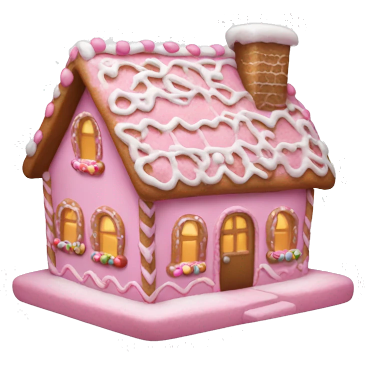 A pink gingerbread house emoji