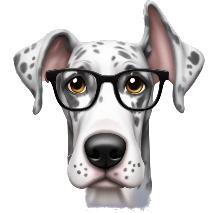 merle great dane with glasses emoji