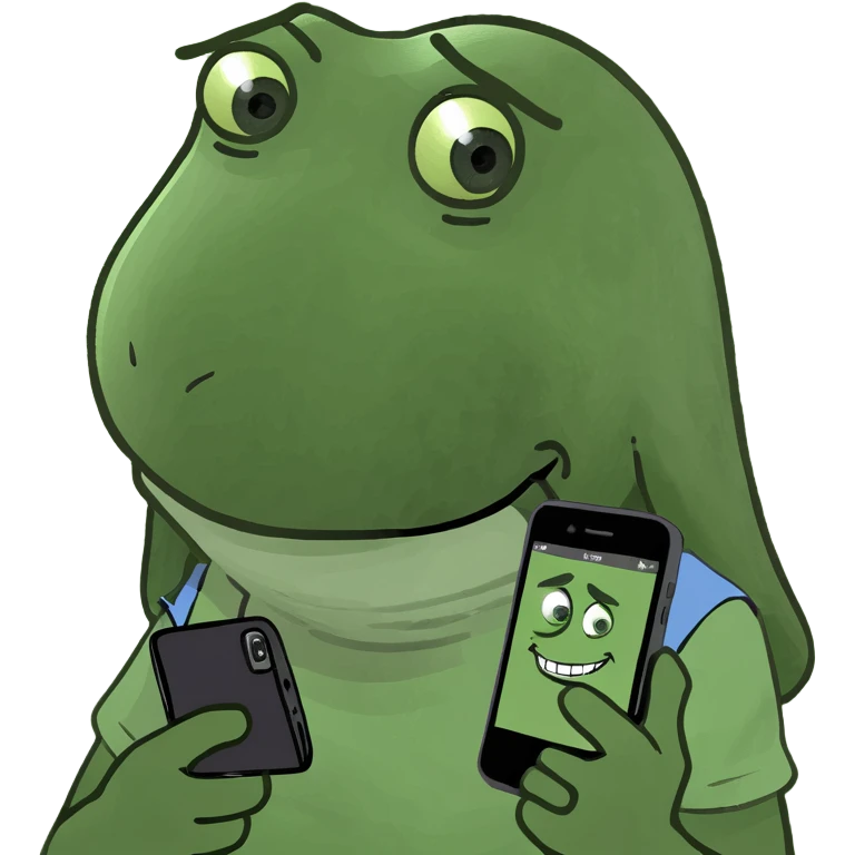 Alice in Wonderland with a cell phone emoji