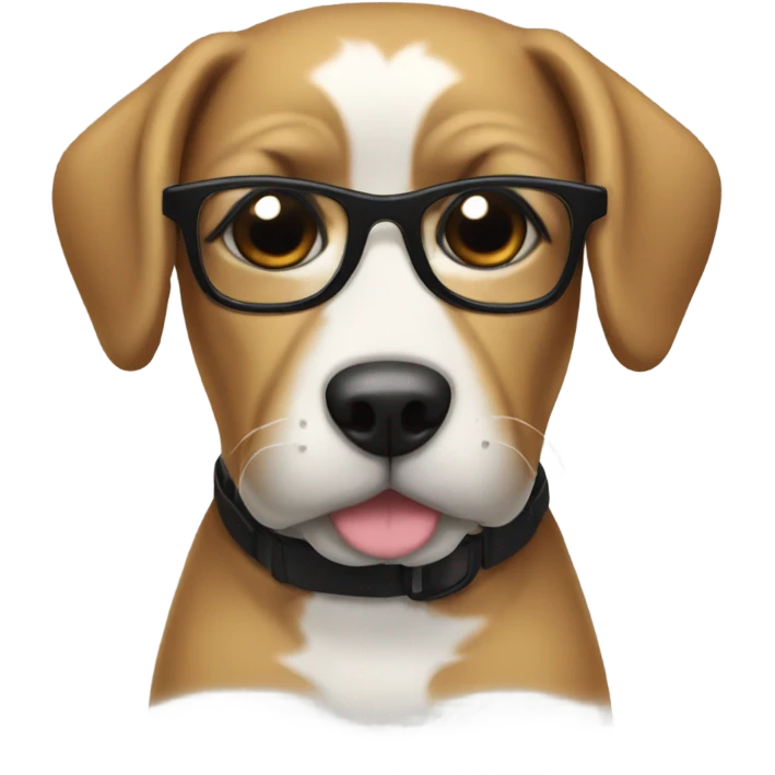 Dog wearing glasses with black hair emoji