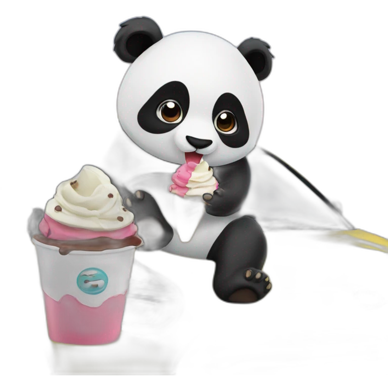Panda eating ice cream in a Kia Sonet  emoji