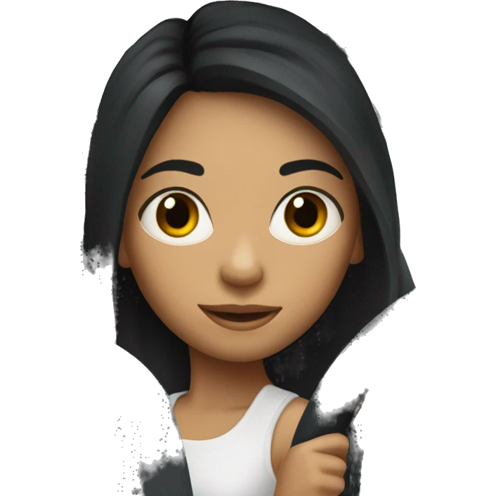 girl with black hair driving a white suv emoji