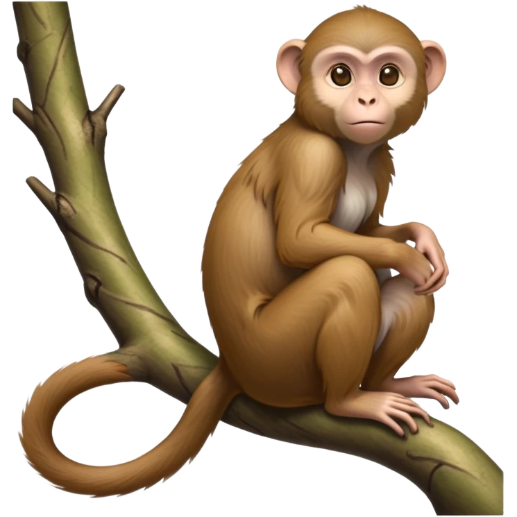 cinematic-Macaques-realistic-full-body-sitting-emoji,-slim-agile-frame-poised-on-a-branch,-long-tail-curled-slightly,-head-tilted-dramatically,-warm-brown-fur-soft-and-fluffy,-bright-playful-eyes-exuding-mischief,-simplified-yet-realistic-focused-features,-highly-detailed,-glowing-with-an-almost-sarcastic-glow emoji