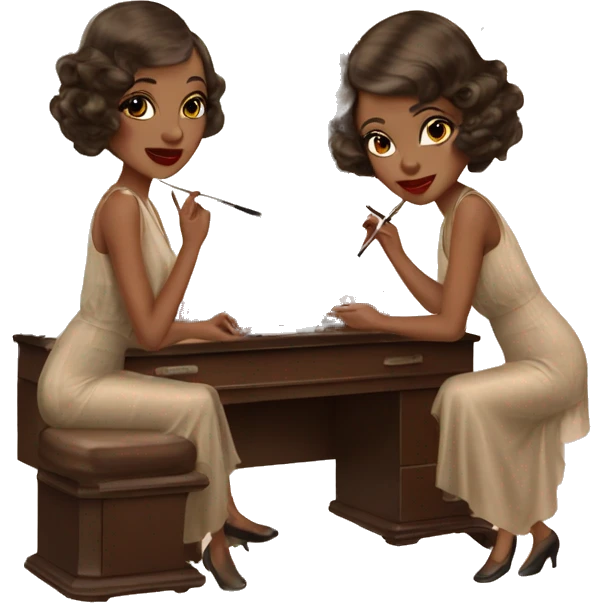 Brown 1920s vanity with makeup emoji