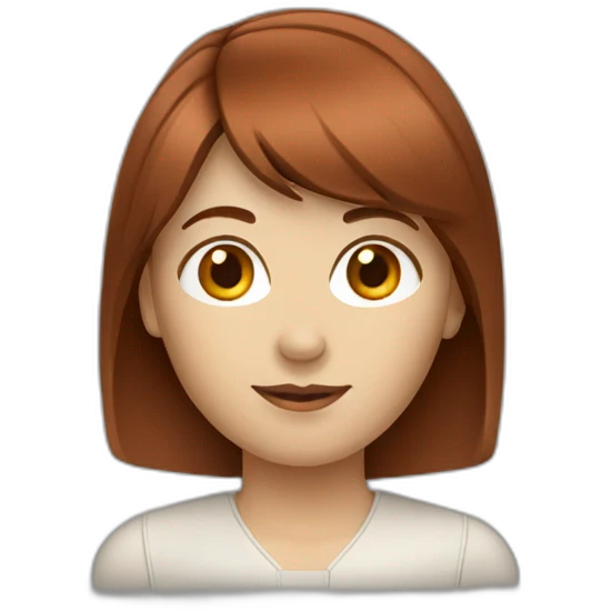 Red brown hair women with bang who worked in marketing industry emoji