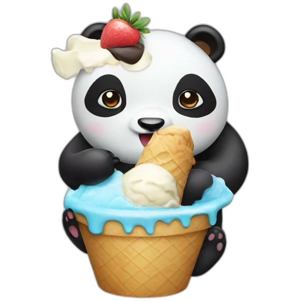 Panda eating ice cream emoji